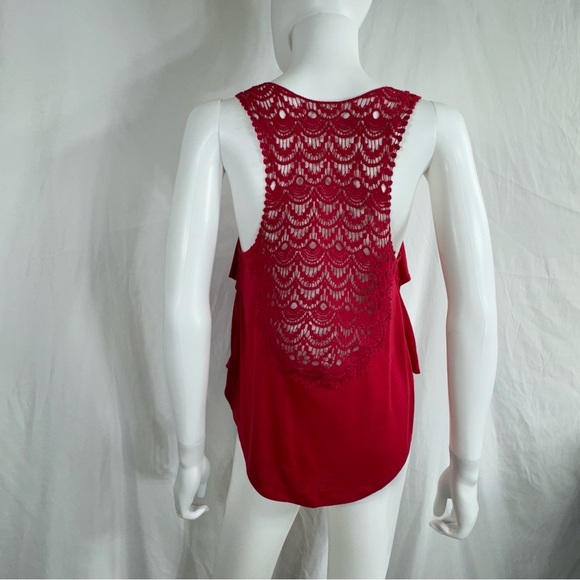 Cato Tiered Ruffle Crochet Lace Racer Back Top - Picture 3 of 6